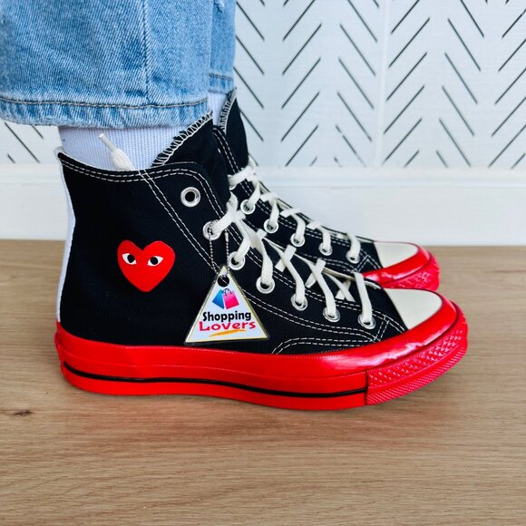 ❤️Converse Chuck 70 Hi Comme Des Garçons Play 13 Women Shoes Red Sneaker A01793C - Picture 1 of 13